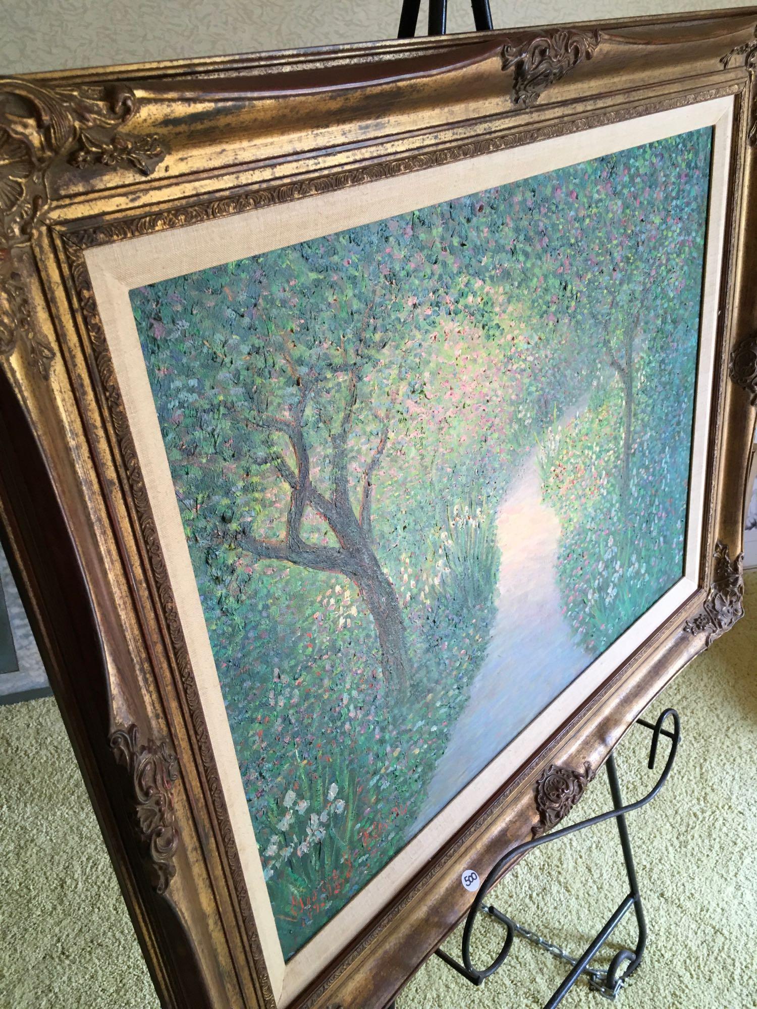 Signed George J Bleich 1992, Oil on canvas, framed art, approximately 30" x 30"