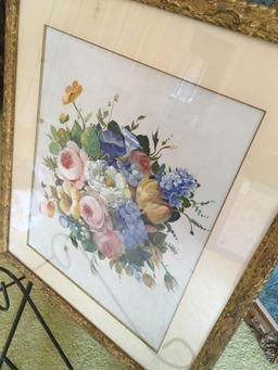 Signed Joseph Stella, "Flour Grouping",framed art. Comes with newspaper cut of artist