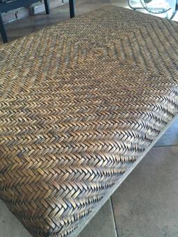 Wood bench with soft top knitting, approximately 17" x 39"x 26"