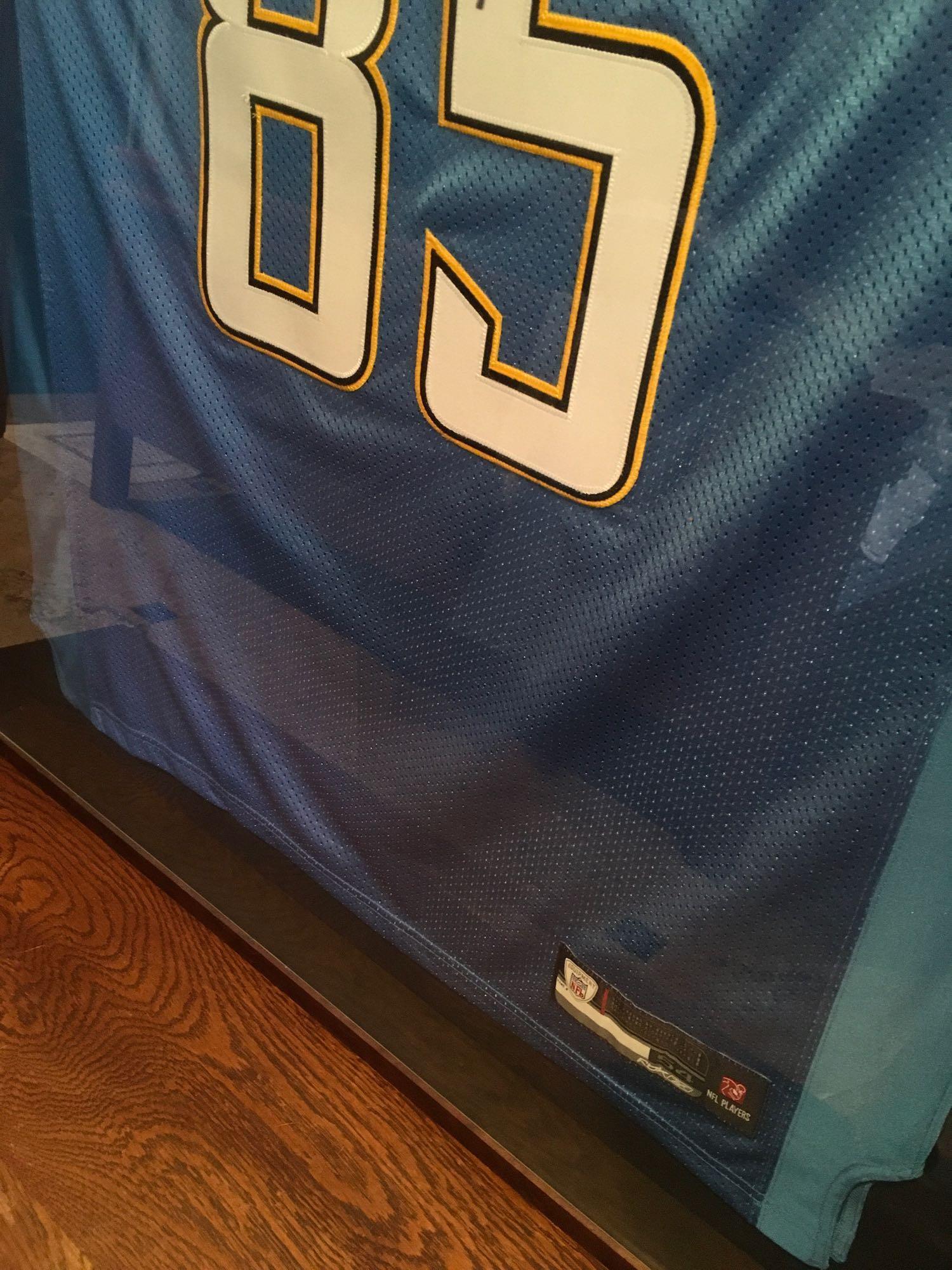 San Diego Chargers Antonio Gates Tight End Signed Jersey - Framed 41" t x 33" w x 2" d