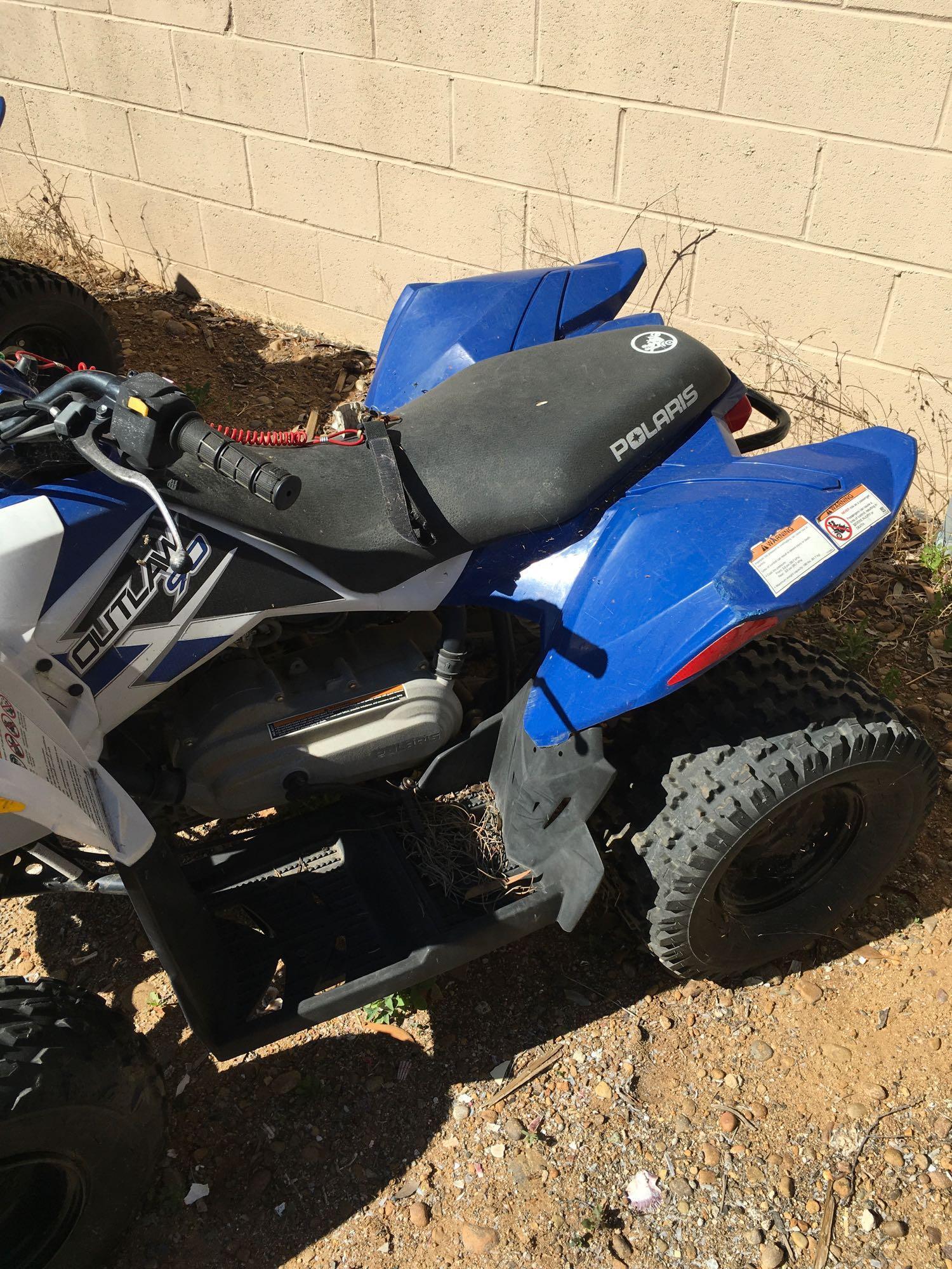 2013 Quad 90cc Polaris TURNS OVER- DID NOT START, HAS BROKEN TIE ROD, Sold on TITLE