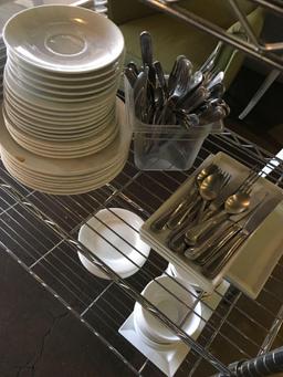 Lot. Assorted dishes, cutlery, etc. contents only