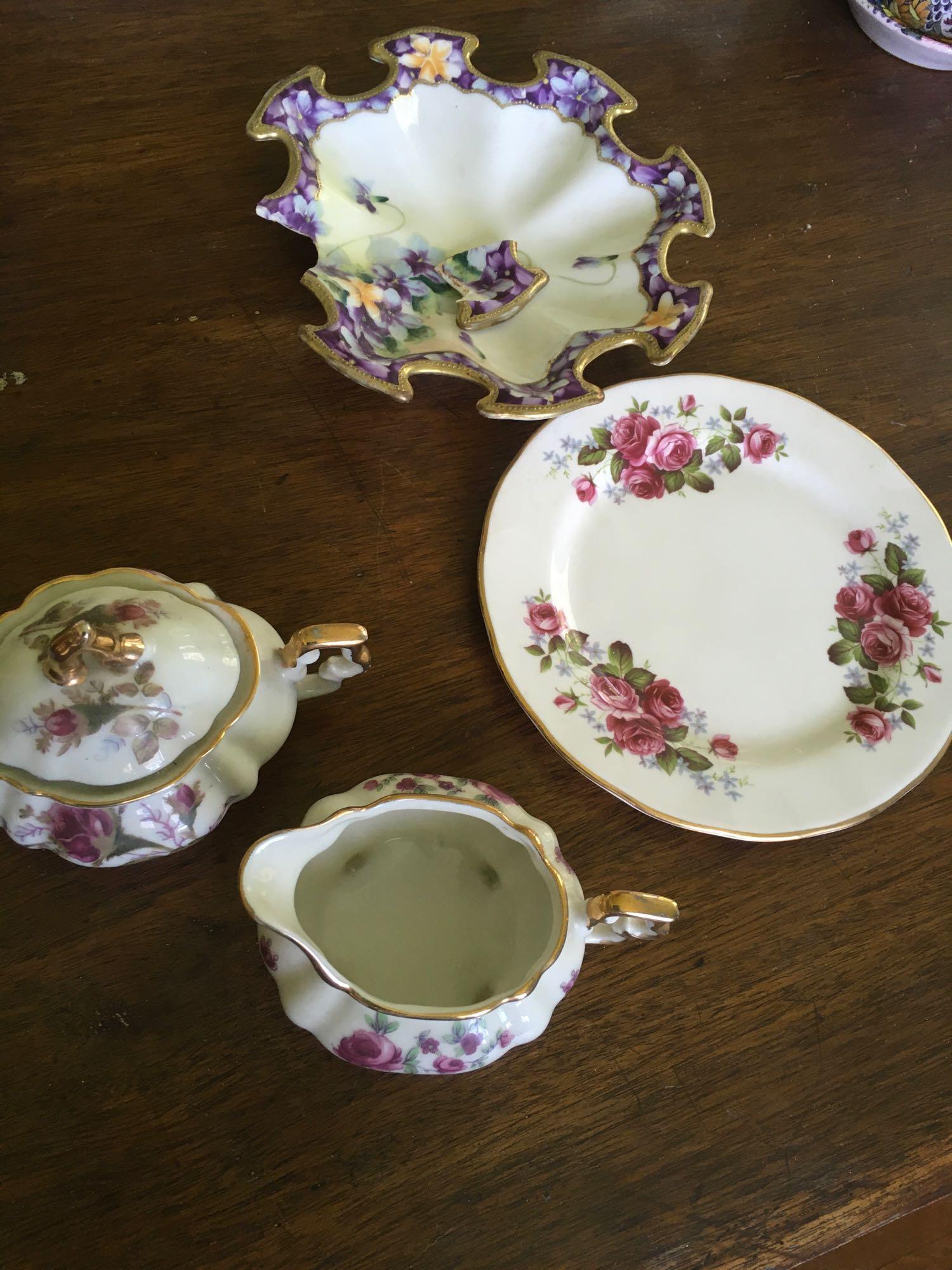 17 assorted cups, saucers, dishes, etc. see pics for stamps