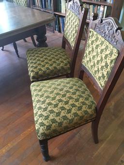 7 piece. Vintage dinning table and chairs on casters.