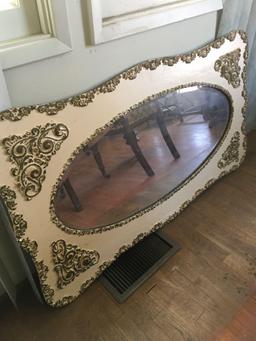 27" x 4' Vintage wood, decorative, framed wall mirror