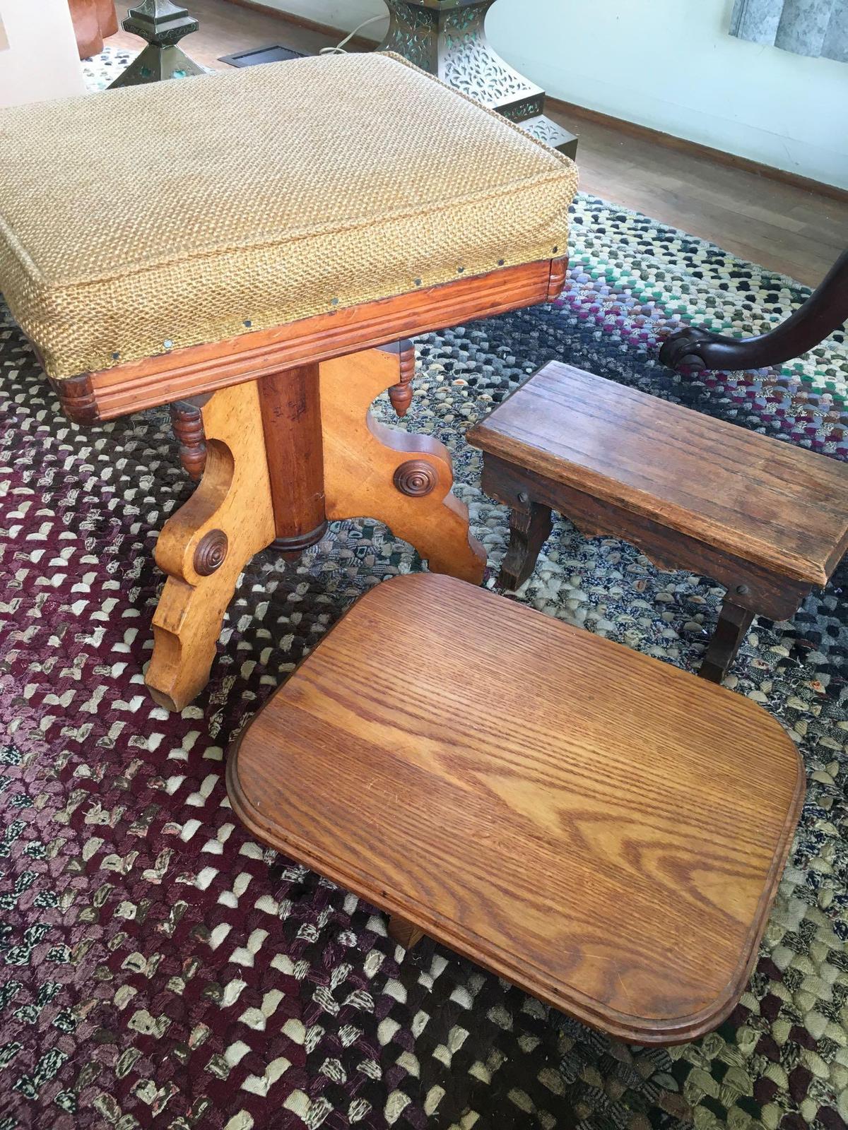 Vintage, wood, New York Tonk Chicago stool, swivel table, step