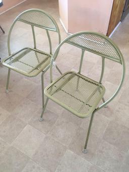 Rid-Jid Mid Century Wrought Iron Salterini Style Folding Hoop Chairs