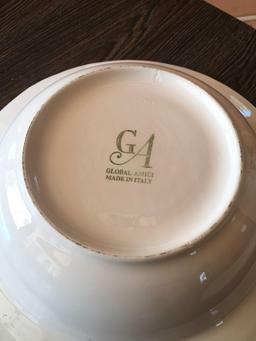 GA Global Amici made in Italy bowl, USA dishes, A Telefeora Gift tea pot, Genuine Lead crystal