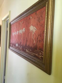 Flamingo framed art 19" x 40"