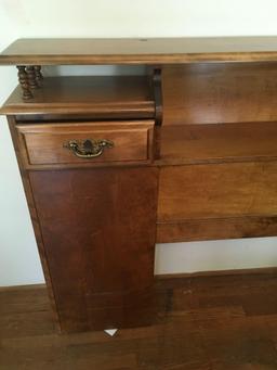 Wood, vintage two drawer bed frame/ cubby cabinet 40" x 82" x9"