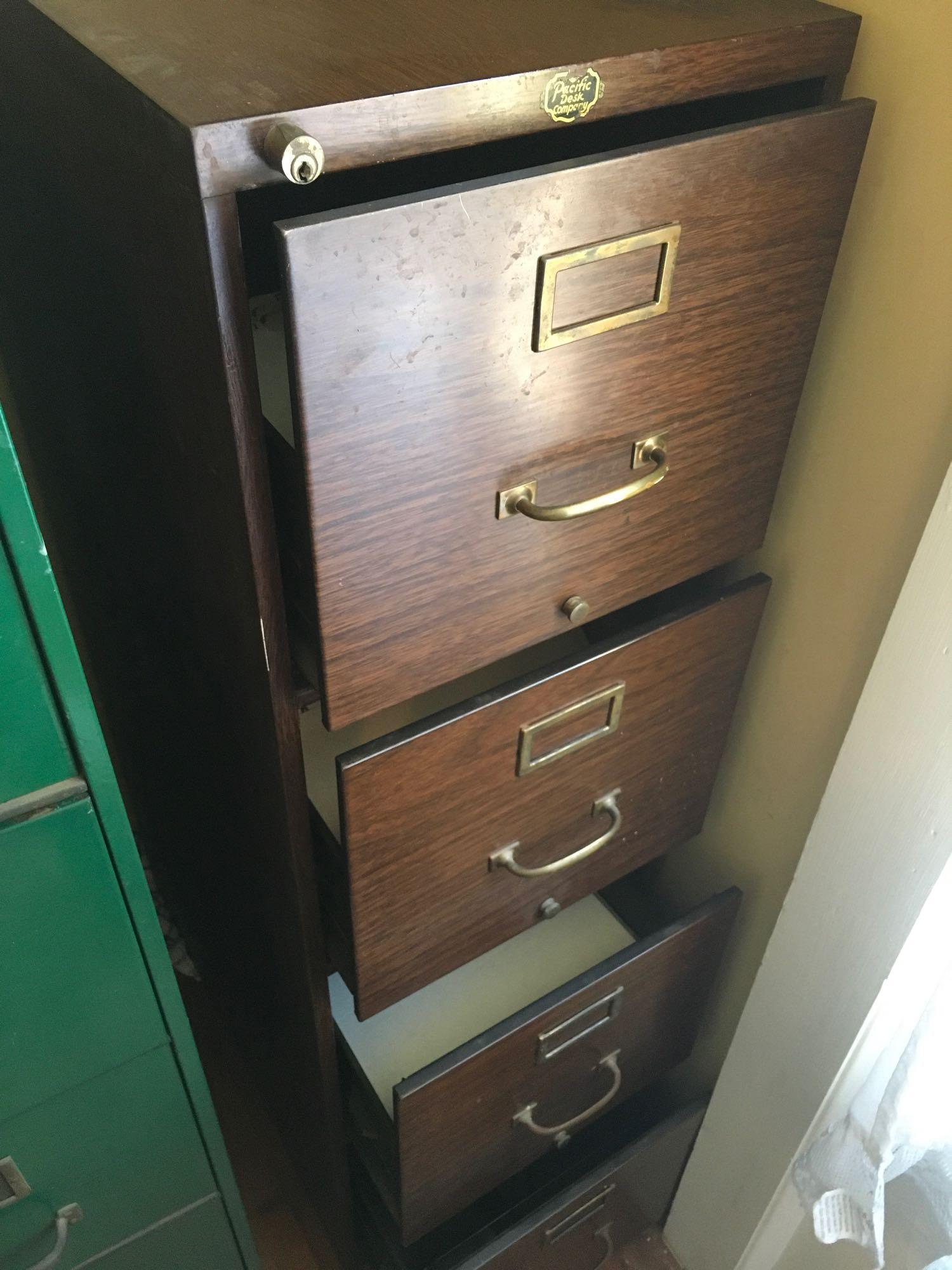 Vintage 4 drawer metal file cabinets. 1) Pacific Desk Company