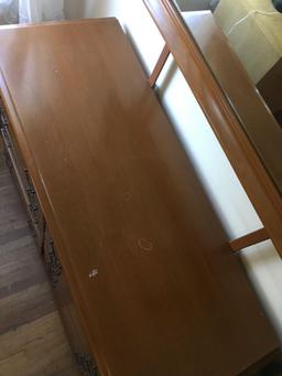 Vintage Imperial Cabinet Co. maple 8 drawer dresser with mirror. 72" ( includes mirror) x 50" x 19"