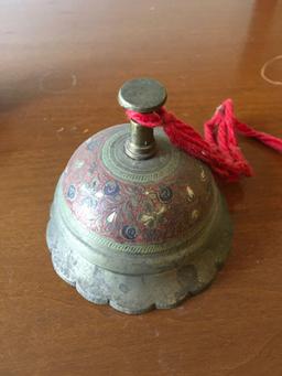 Vintage. 6 pieces. Table lamp, counter bell, bird deco, GE exposure meter, magnifying glass. Dansk