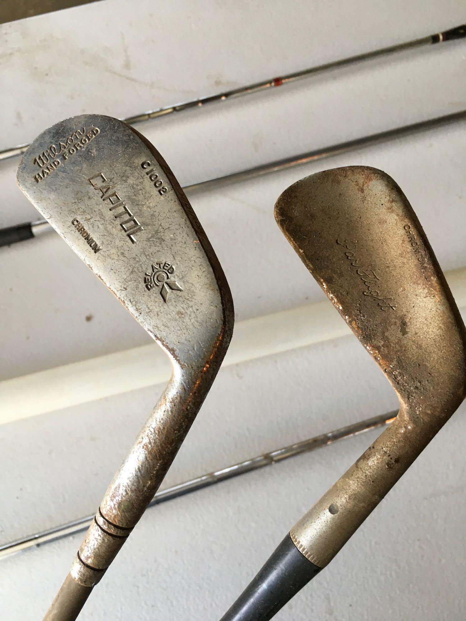 Vintage golf clubs with bag