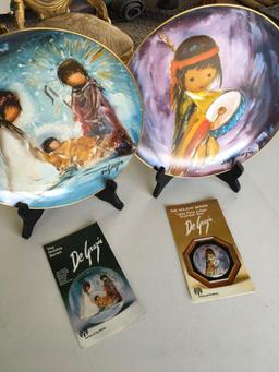 Vintage. De Grazia collectible plates. The Nativity & Little Pima Indian Drummer boy.