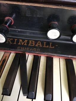 Victorian Kimball Chicago pump organ, stamped 189749 & "Songs Every One Should Know" book