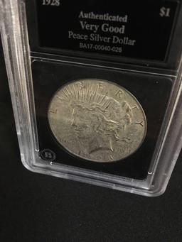 Peace Silver Dollar 1928 Authenticated Very Good