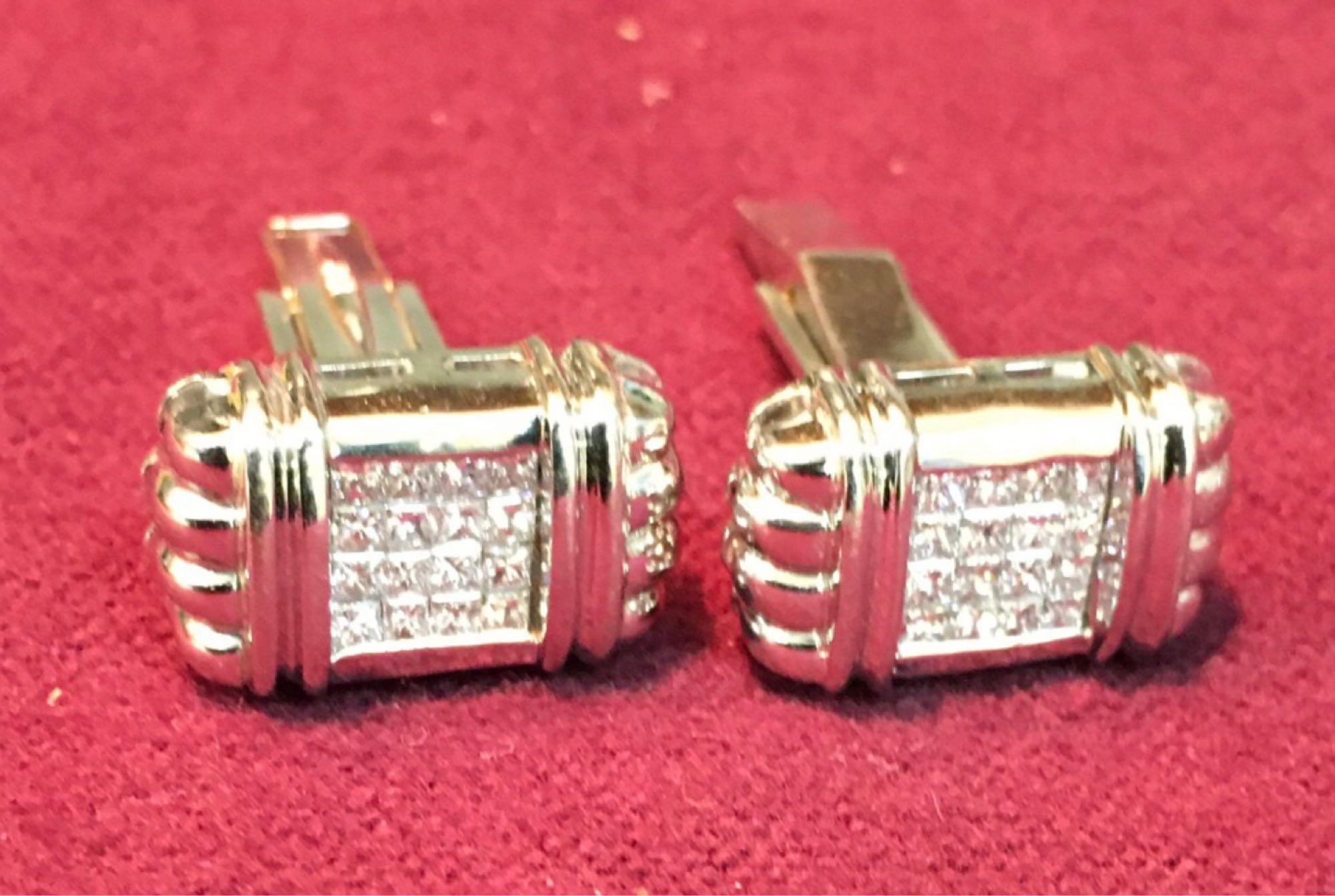 Men's Diamond Cufflinks set stamped with 18KT see picture