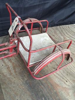 Vintage Metal Tricycle with Chariot Cart missing parts