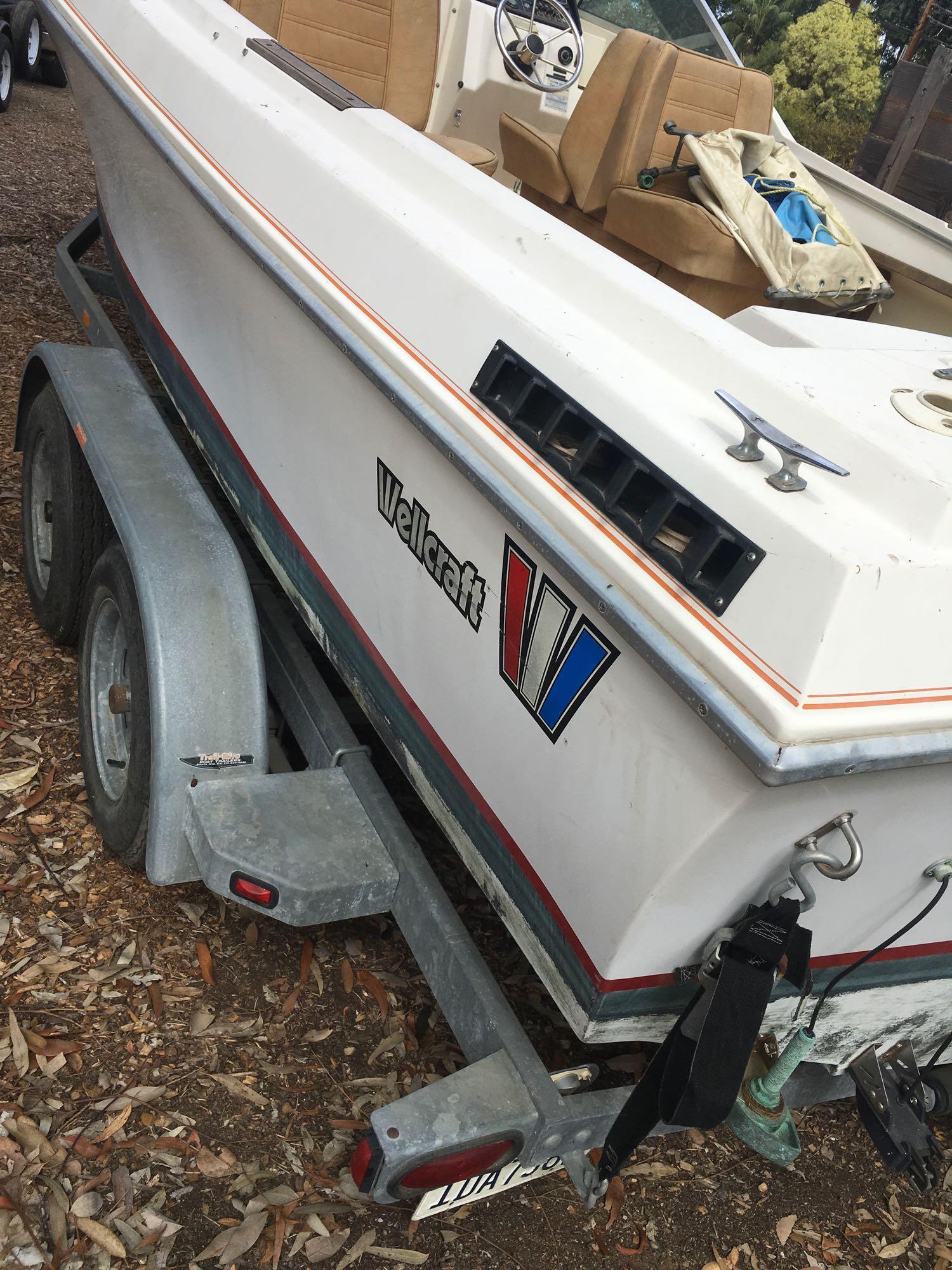 1981 Wellcraft V-20 Step-Lift 20' Boat, MOTOR TURNS OVER HAS BAD GAS, with 1991 Trail-Rite trailer.