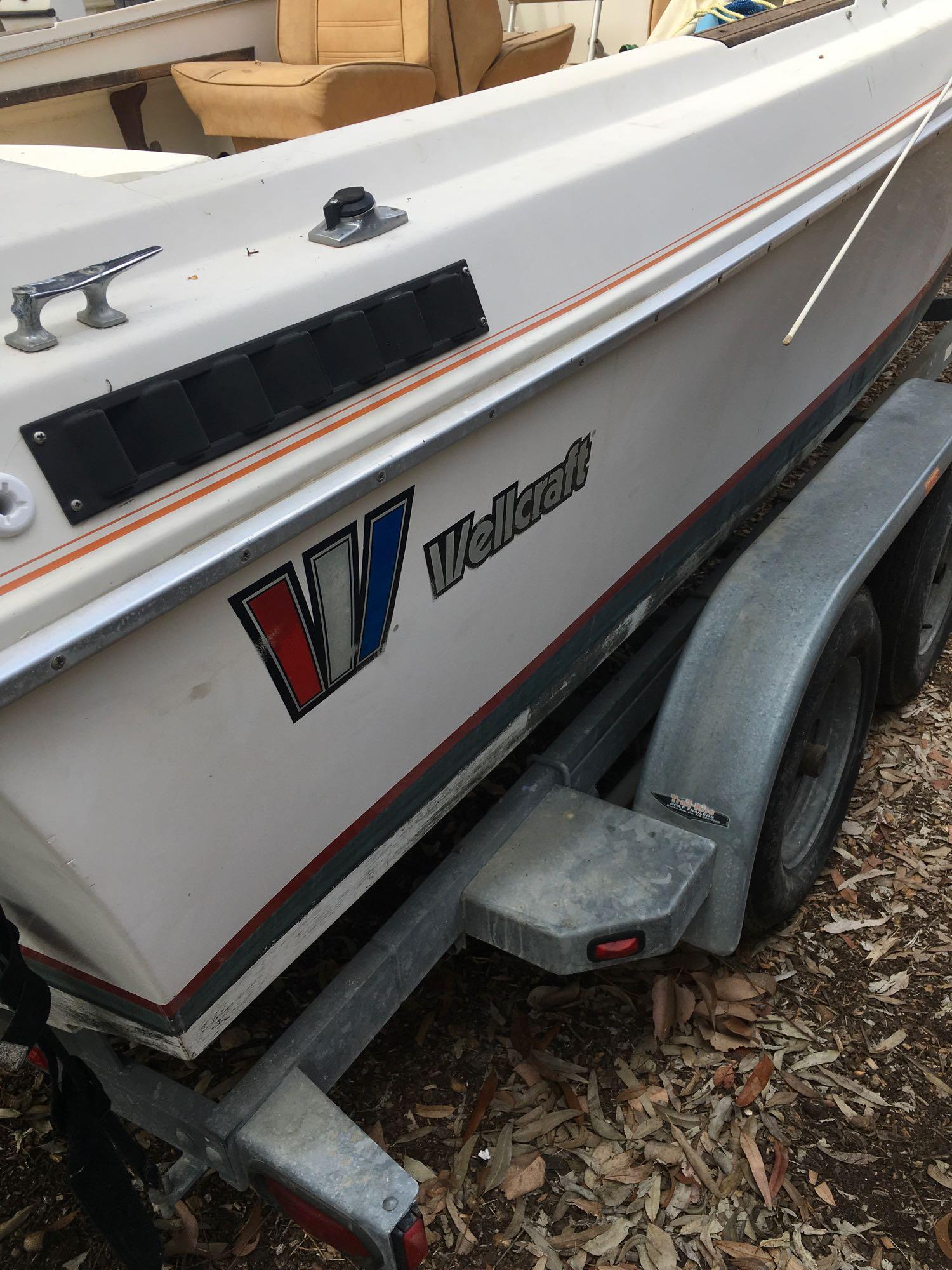 1981 Wellcraft V-20 Step-Lift 20' Boat, MOTOR TURNS OVER HAS BAD GAS, with 1991 Trail-Rite trailer.