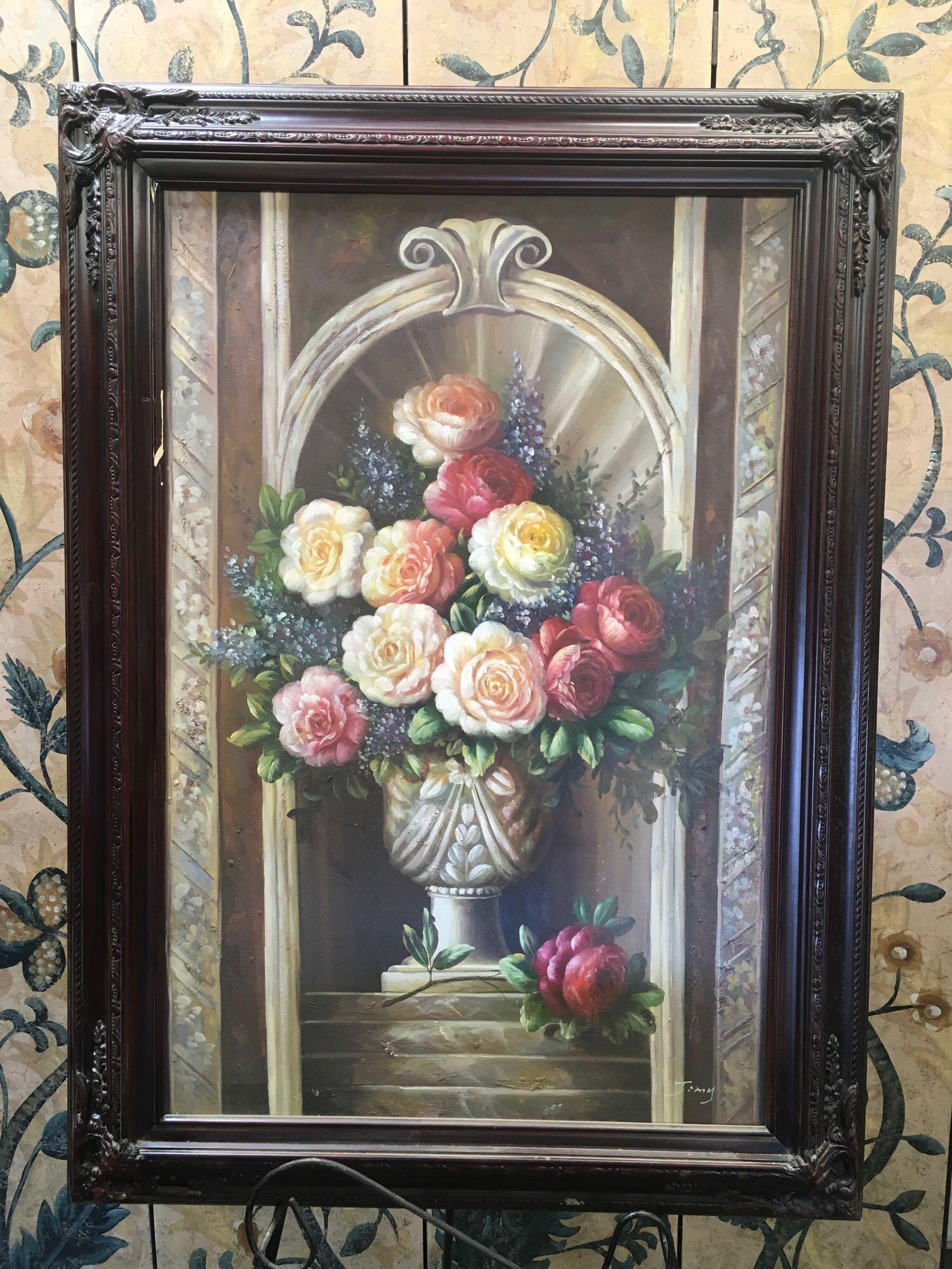 Framed oil canvas, signed Jimy. 43" x 32"