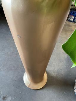 Decorative plastic vase 55" x 16". Living plants will be dry at pick up