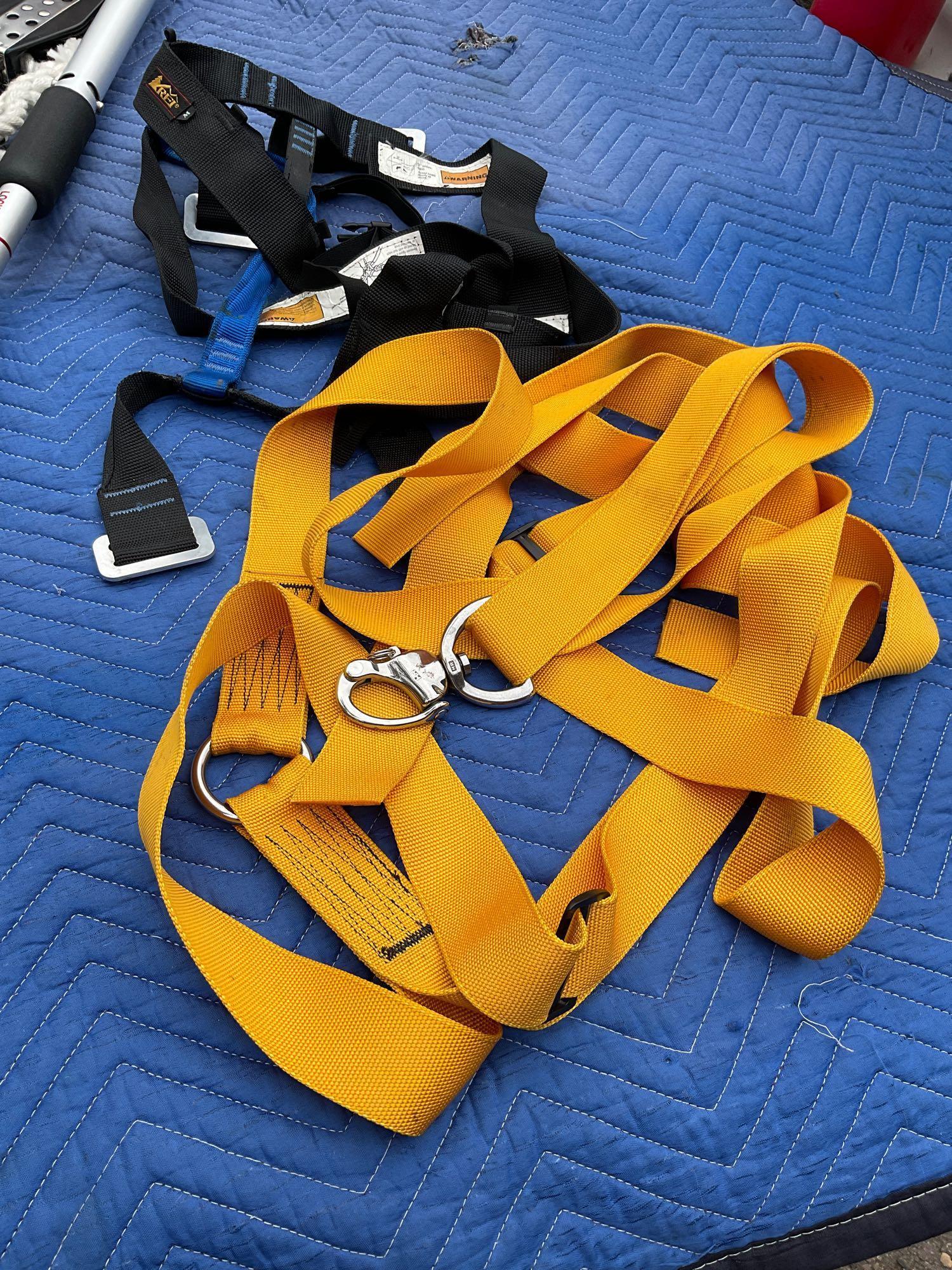 Boat accessories. Nailer boat hook, REI & Wichard harnesses, USA Harken pullies with rope, etc