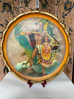 25" Cuauhtemoc wall art, signed R. Gonzalez