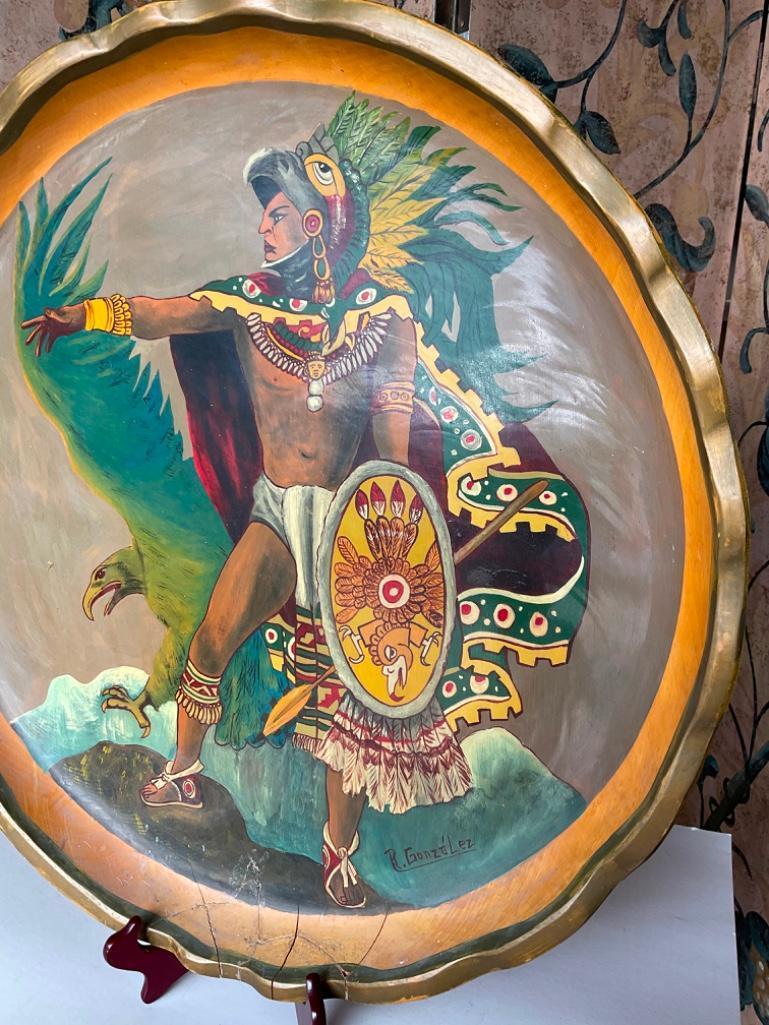 25" Cuauhtemoc wall art, signed R. Gonzalez