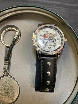 Limited Edition Harley Davidson Tachymetre watch with key chain and original tin case