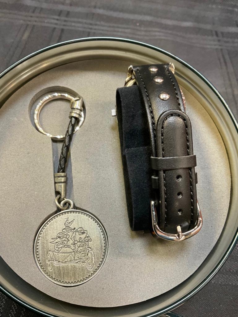 Limited Edition Harley Davidson Tachymetre watch with key chain and original tin case