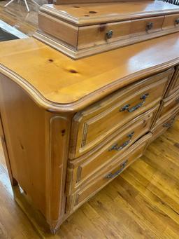 Henry Link Chardonnay 9 drawer dresser with mirror. 74" t x 54"w x 17"d. Measurements include mirror