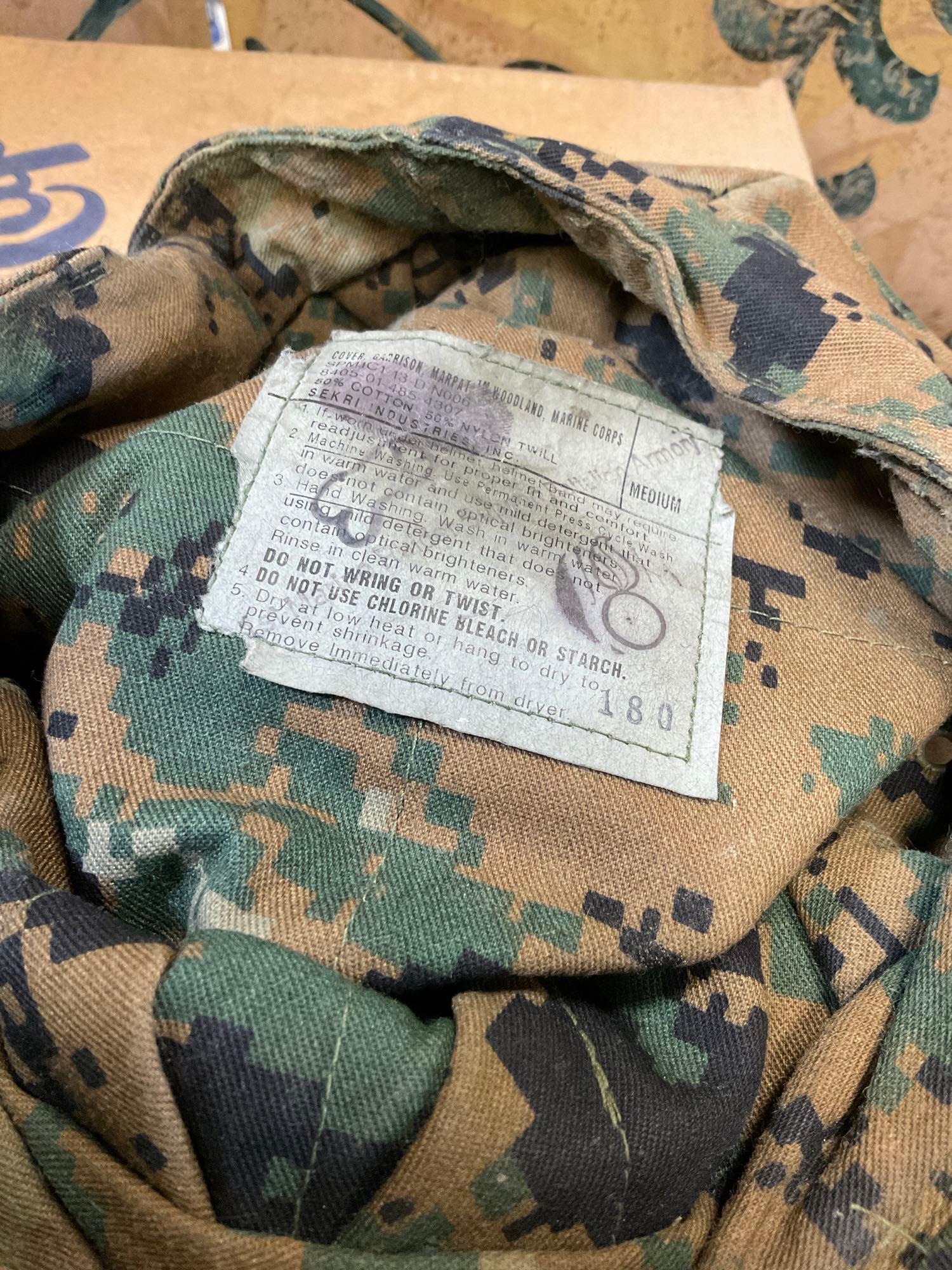 Military Caps, inserts, shirt, pants, leggings, boots. See pics for sizes. 8 pieces New and used.