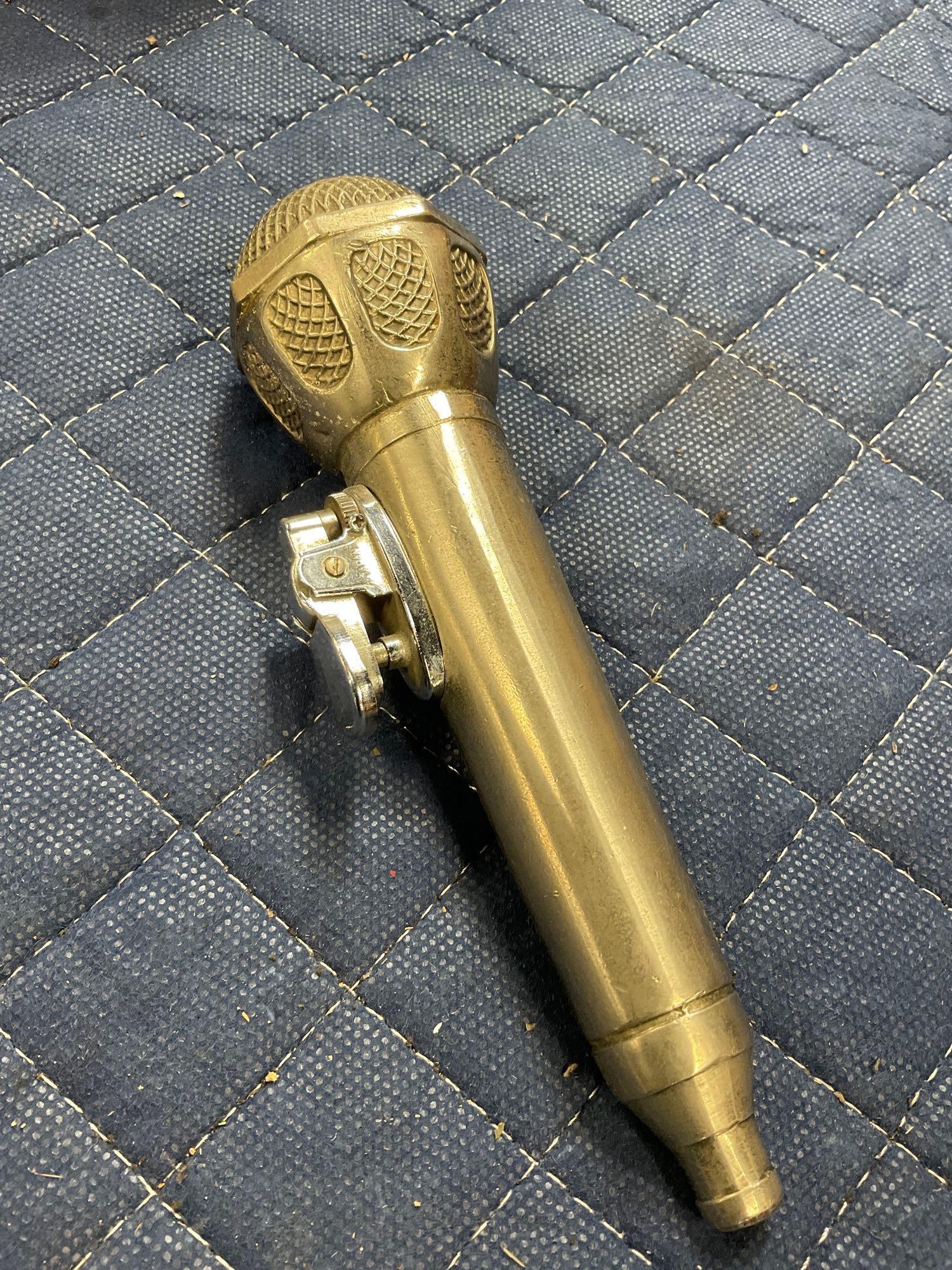 Collectibles,  Brass bell, Metal Clown Bank, Metal microphone lighter