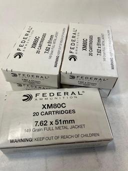 100 rounds - Federal XM80C 7.62 x 51 mm ammo