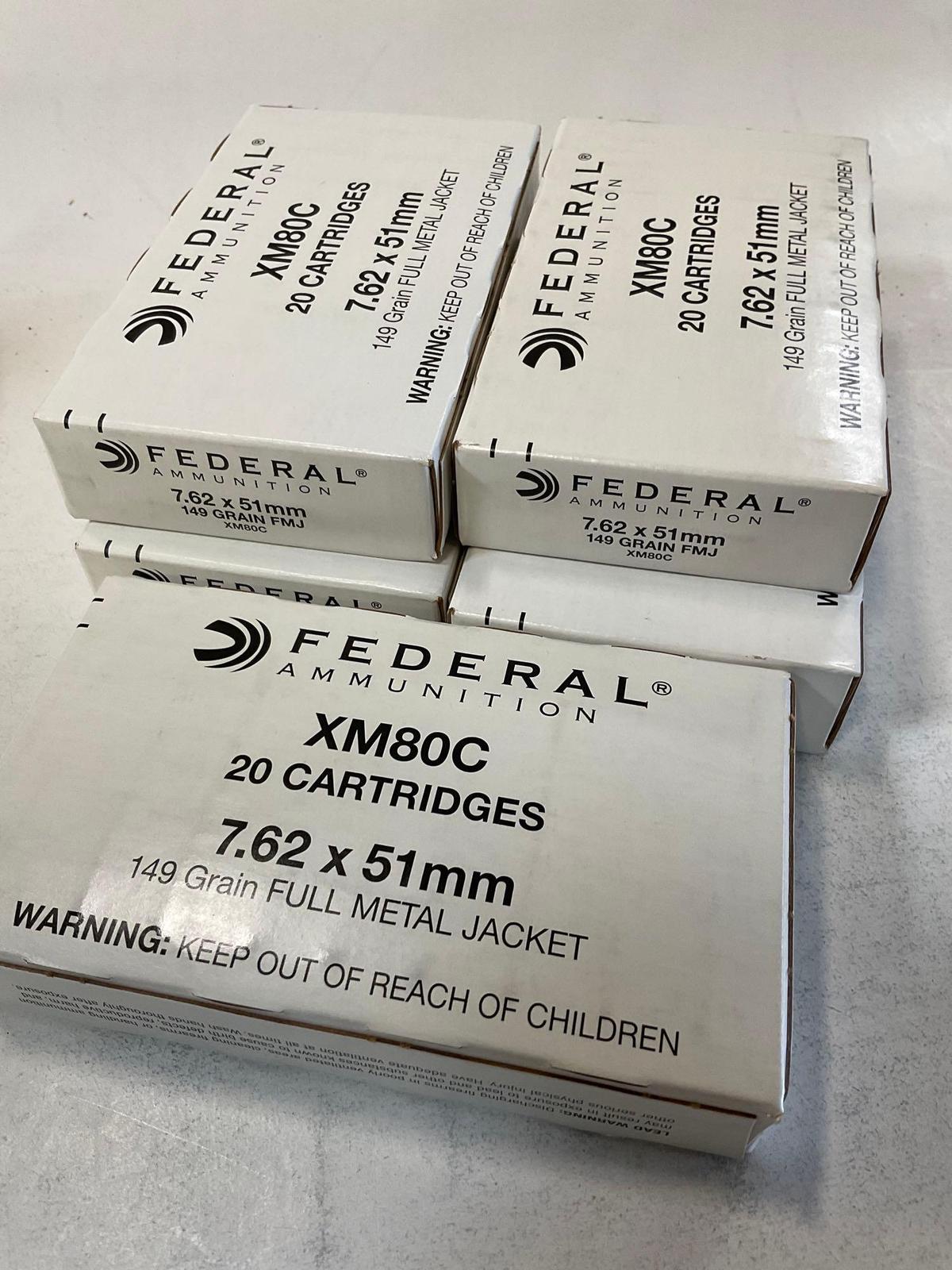 100 rounds - Federal XM80C 7.62 x 51 mm ammo