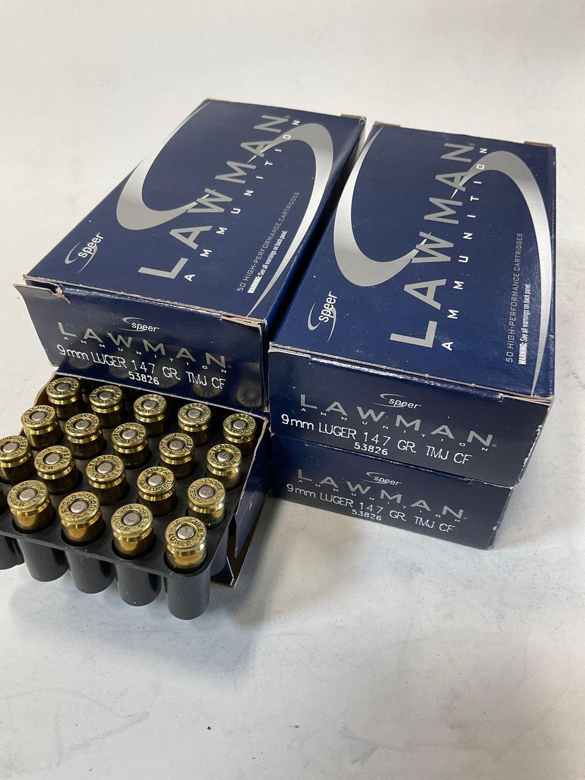 200 rounds- Speer Lawman 9mm Luger ammo