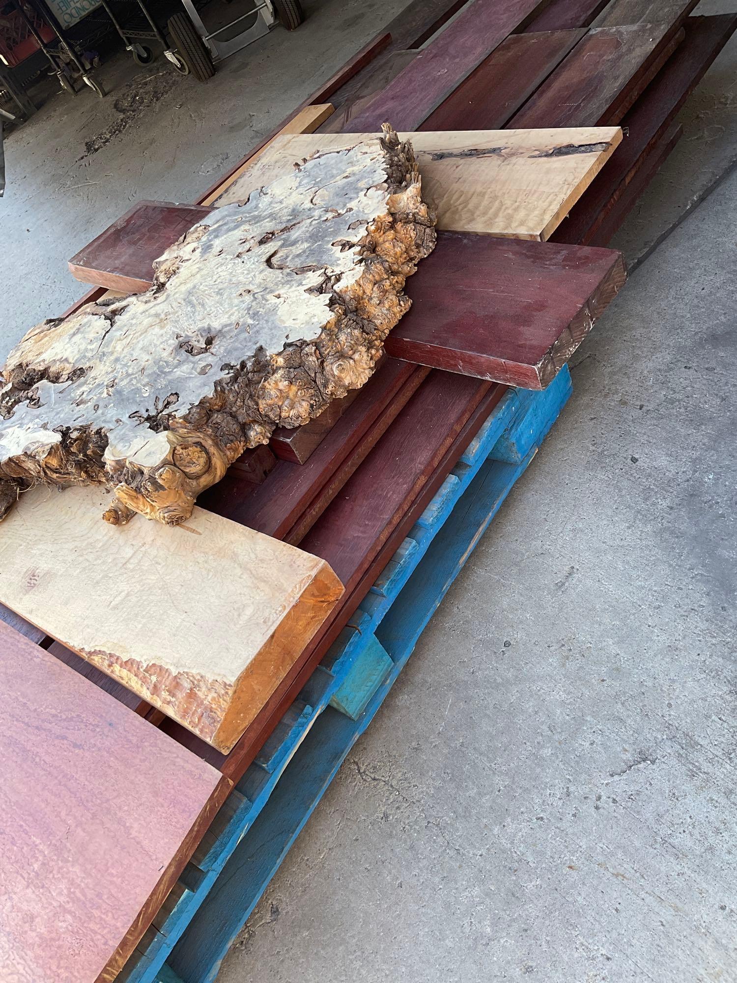 Large lot. Assorted size and variety of exotic scrap wood. Over 25 pieces