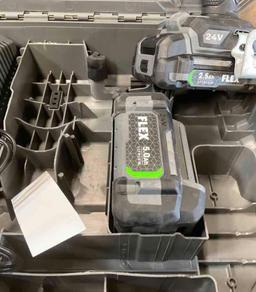 Flex 3L FX1371A impact driver with two batteries, charger station. Turned on with case