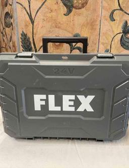 Flex 3L FX1371A impact driver with two batteries, charger station. Turned on with case