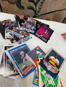 Grouping of Collectible football, baseball & basketball cards. Some have soft sleeve