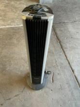 Bionaire tower fan, with remote, turned on