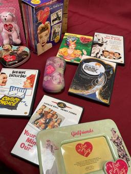 I Love Lucy/ Lucille Ball items & wood crate. 12 pieces