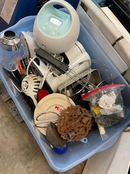 Large grouping of kitchen appliances/ items, cups, step stool, etc