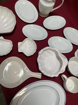 Shell servers, 10 Strawberry Street dish, porcelain oven dishes, vase, etc. 15 pieces