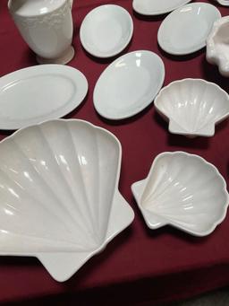 Shell servers, 10 Strawberry Street dish, porcelain oven dishes, vase, etc. 15 pieces