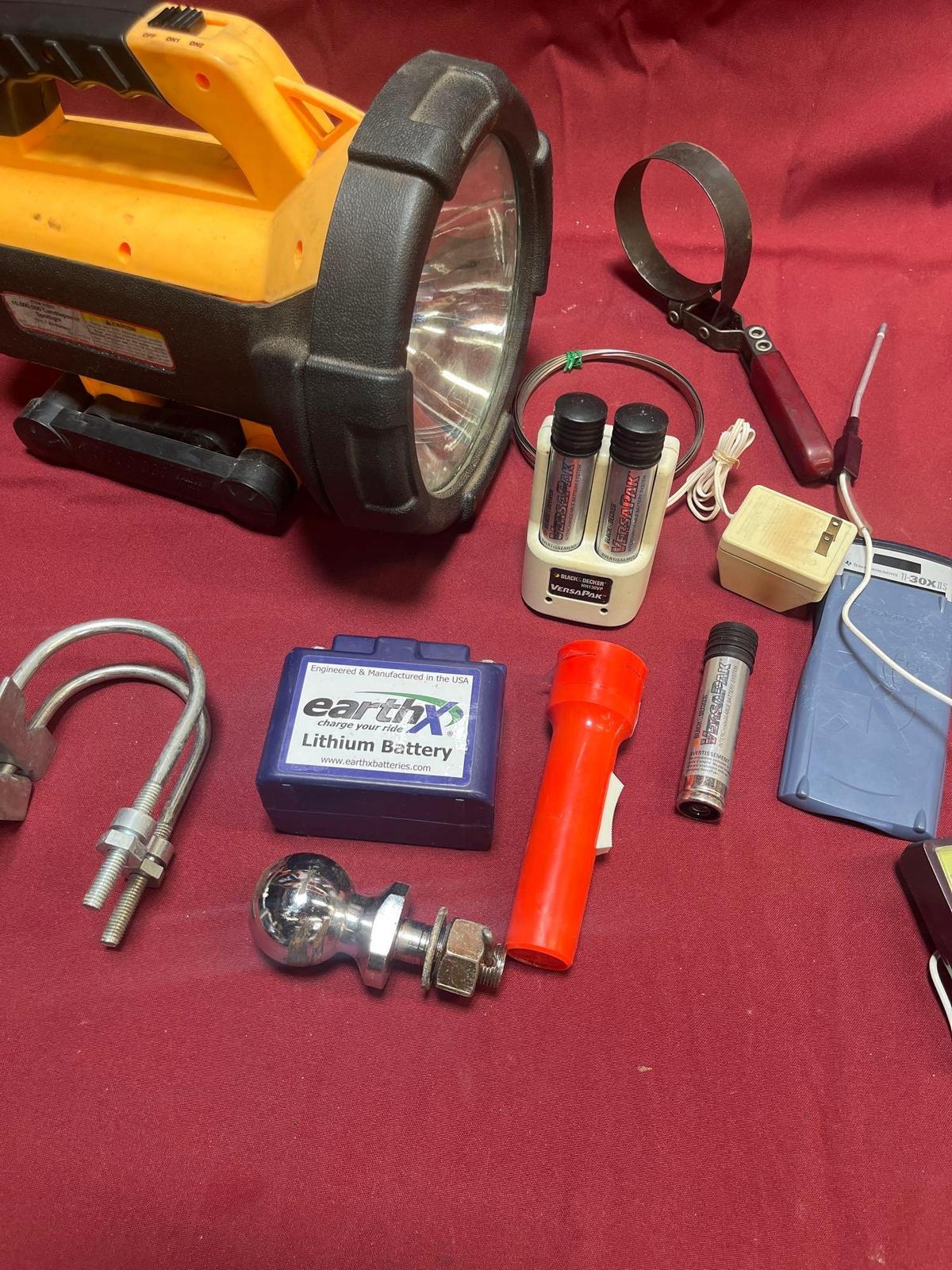 Assorted item's Candlepower spotlight no cord, PH meter, Versa pak, etc. 10 pieces
