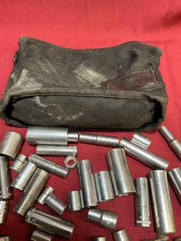 Bag, assorted sockets, etc. Over 40 pieces