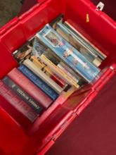 Assorted books & storage box